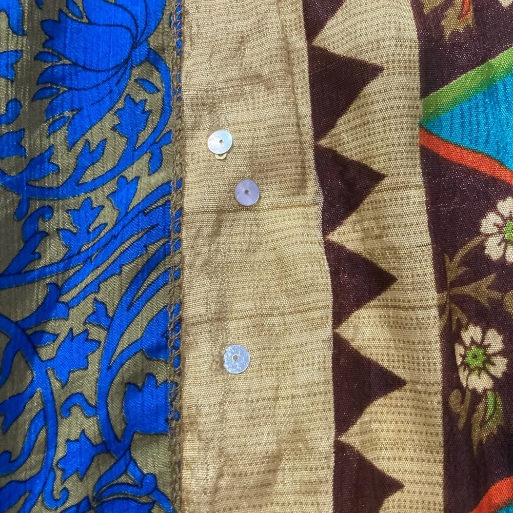 Vibrant Sari boho silk Multicolor Patterned Curtains - Picture 2 of 5